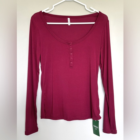 Halara Tops - Halara Women's‎ M Long Sleeve Ribbed Henley Neck Activewear Loungewear